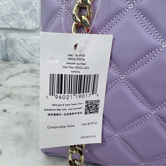 Kate Spade Natalia Quilted Leather Medium Flap Chain Shoulder Bag Crossbody - Picture 12 of 13